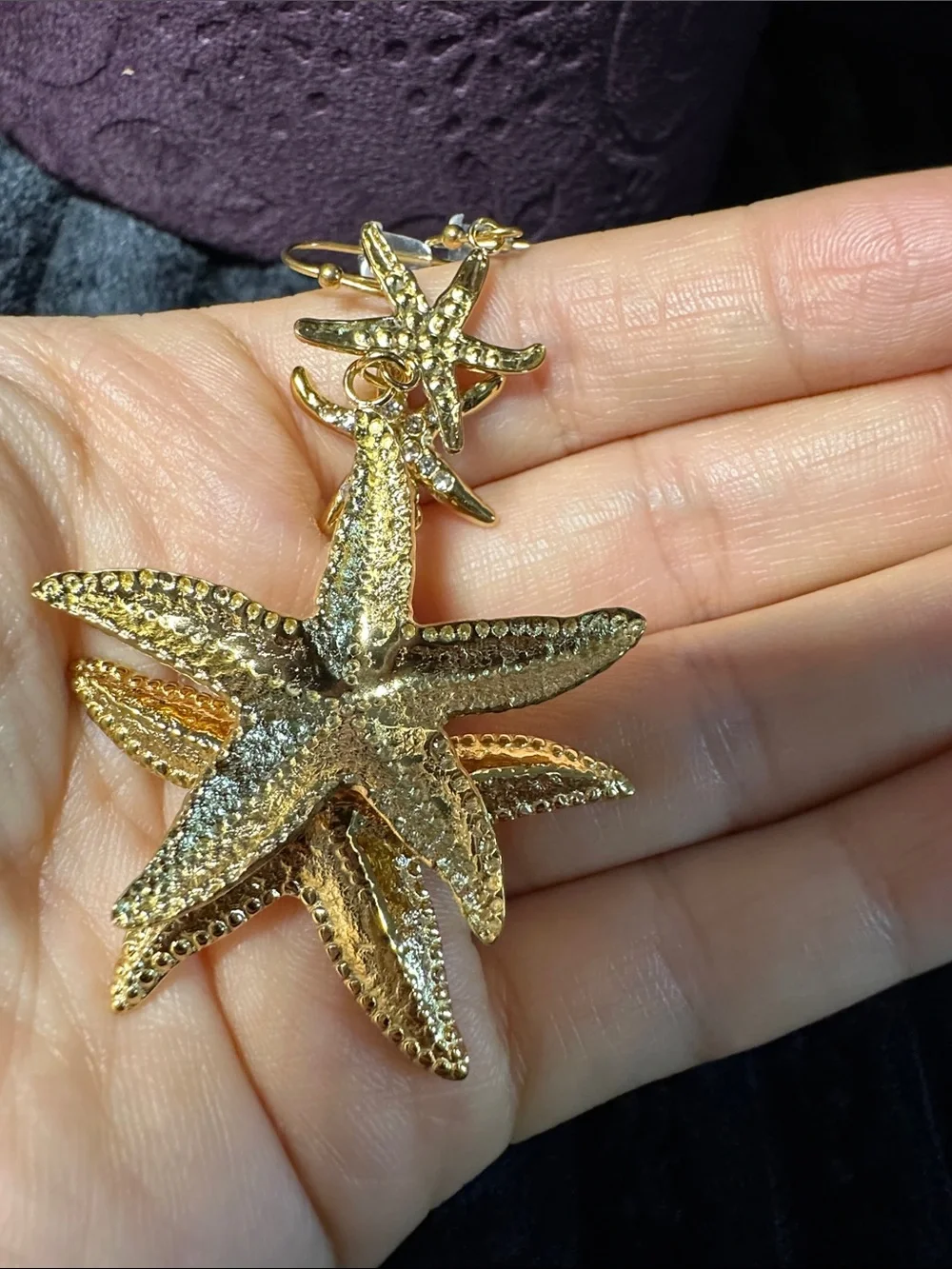 Kenneth Jay Lane Gold Starfish Dangle Earrings - Picture 6 of 6